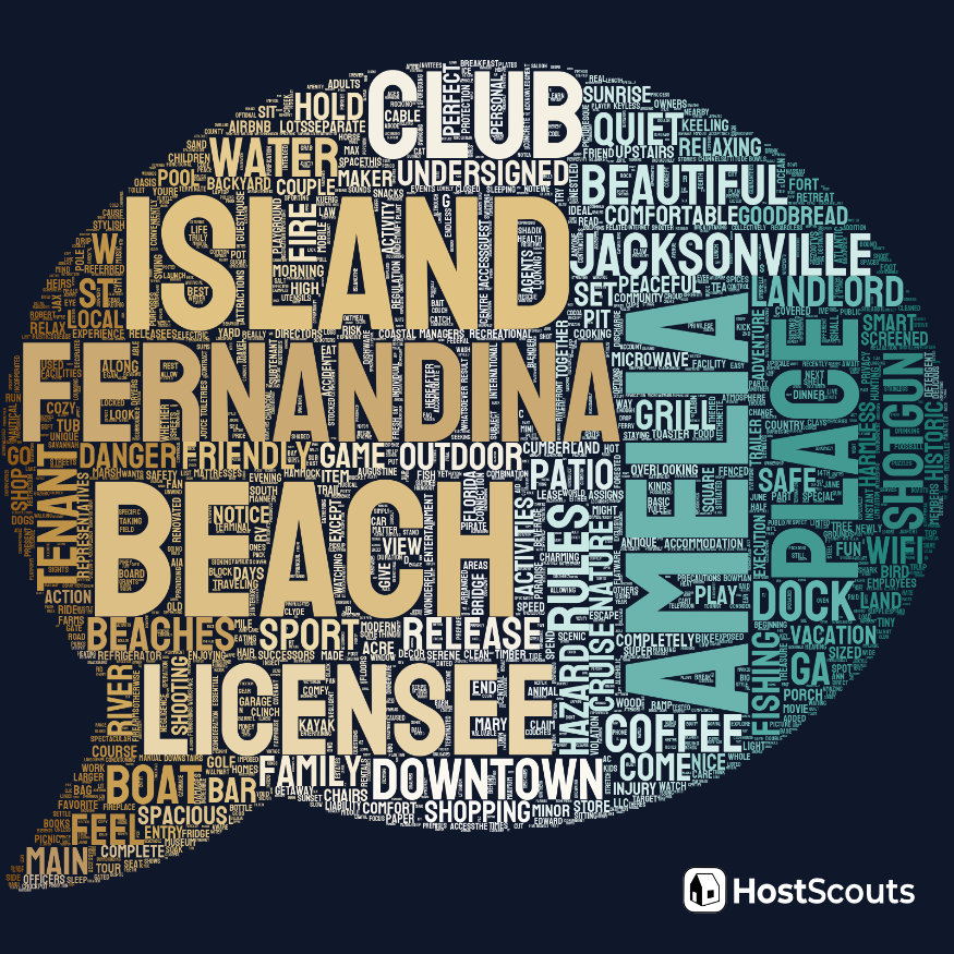 Word Cloud for Ameila Island, Florida Short Term Rentals