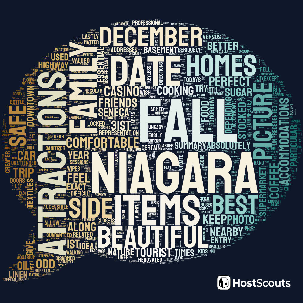Word Cloud for Niagara Falls, New York Short Term Rentals