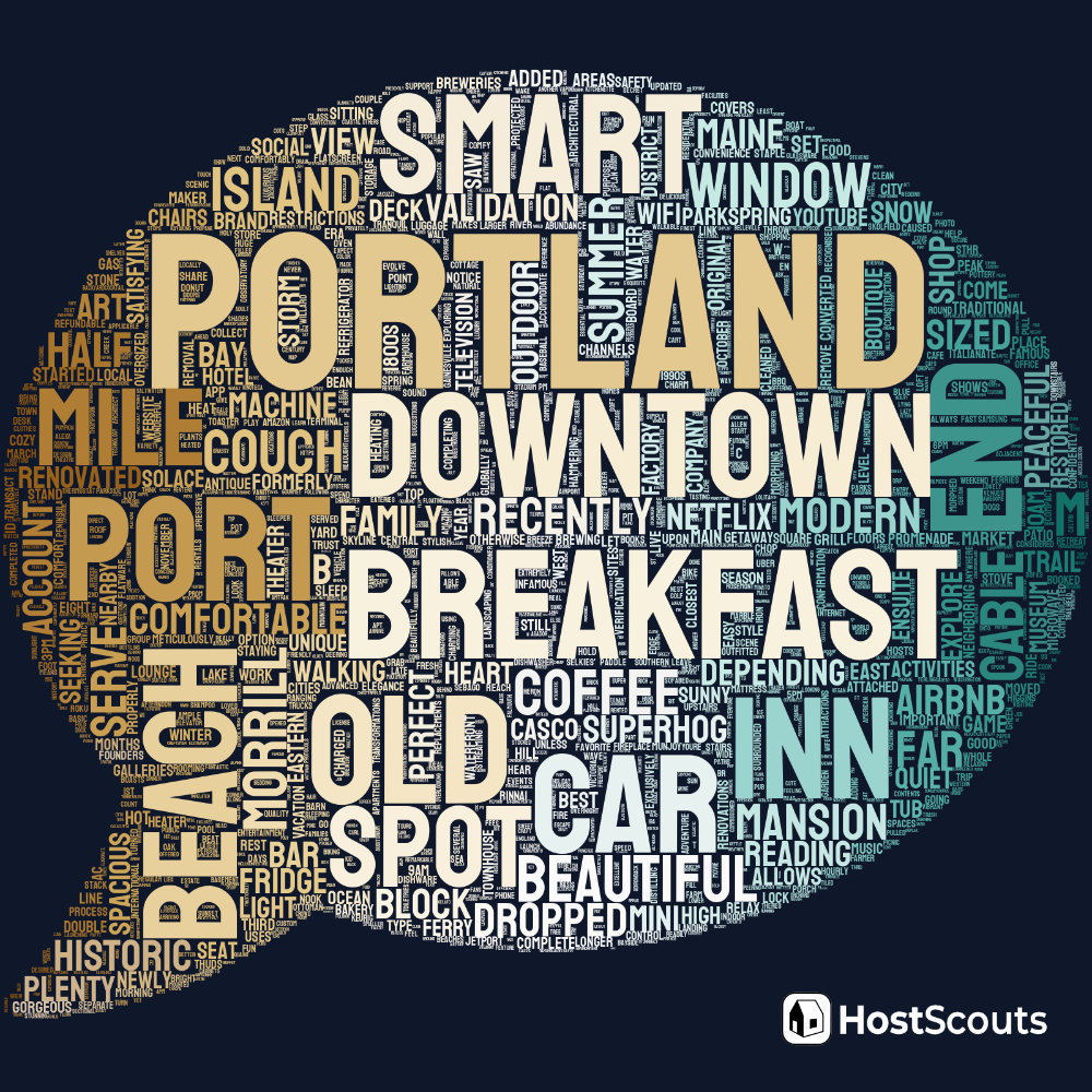 Word Cloud for Portland, Maine Short Term Rentals
