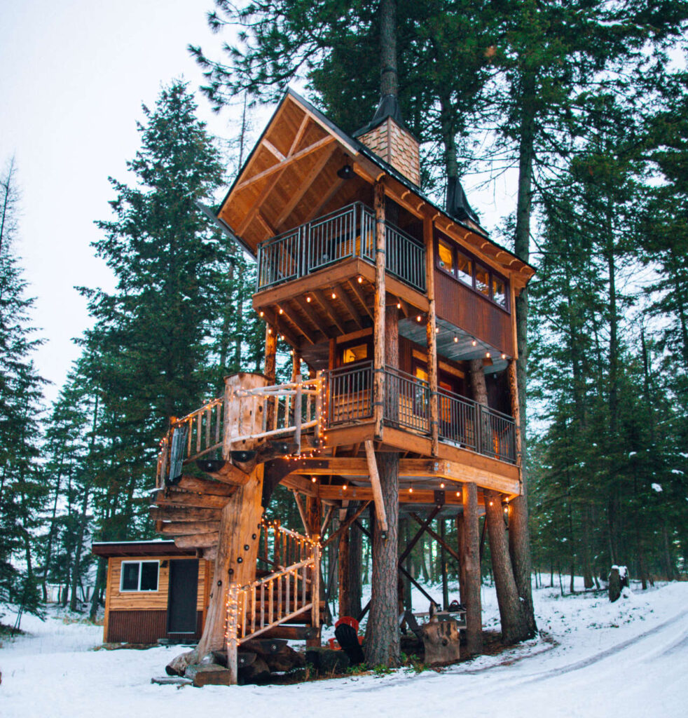A treehouse with eco-friendly features